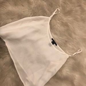 White loose crop top spaghetti strap